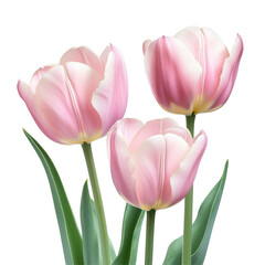 Fototapeta premium Closeup view of vibrant pink tulips in a fresh Transparent background showcasing natures beauty, Closeup view several pink tulips isolated on PNG background