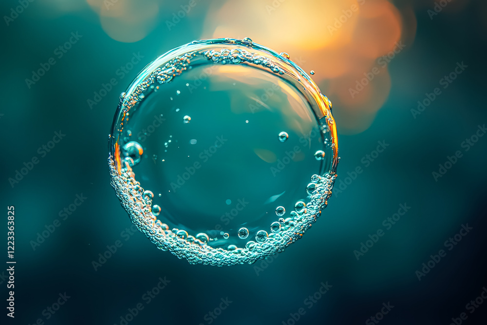 Aufkleber bubble of water with a lot of bubbles inside of it. the bubbles are all different sizes and are scat