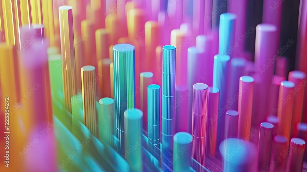 Aufkleber Abstract Digital Visualization of Data Charts and Graphs with Vibrant Colors Representing Technology and Analytical Insights in a Modern Environment