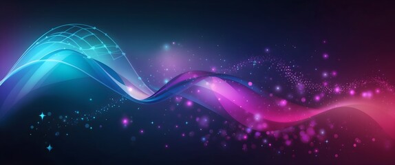 Fototapeta premium An abstract futuristic waves background with neon moving high-speed wave lines and bokeh lights 