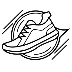 A sleek and modern logo design for a shoe company, featuring a minimalist shoe silhouette in vector line art, emphasizing elegance and style.