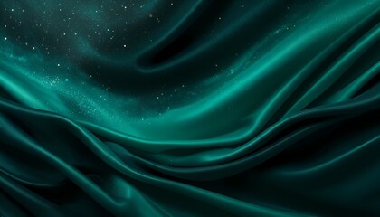 Obraz premium Luxurious Emerald Green Silk Fabric with Smooth Flowing Texture and Subtle Light Reflections