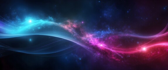 An abstract futuristic waves background with neon moving high-speed wave lines and bokeh lights 