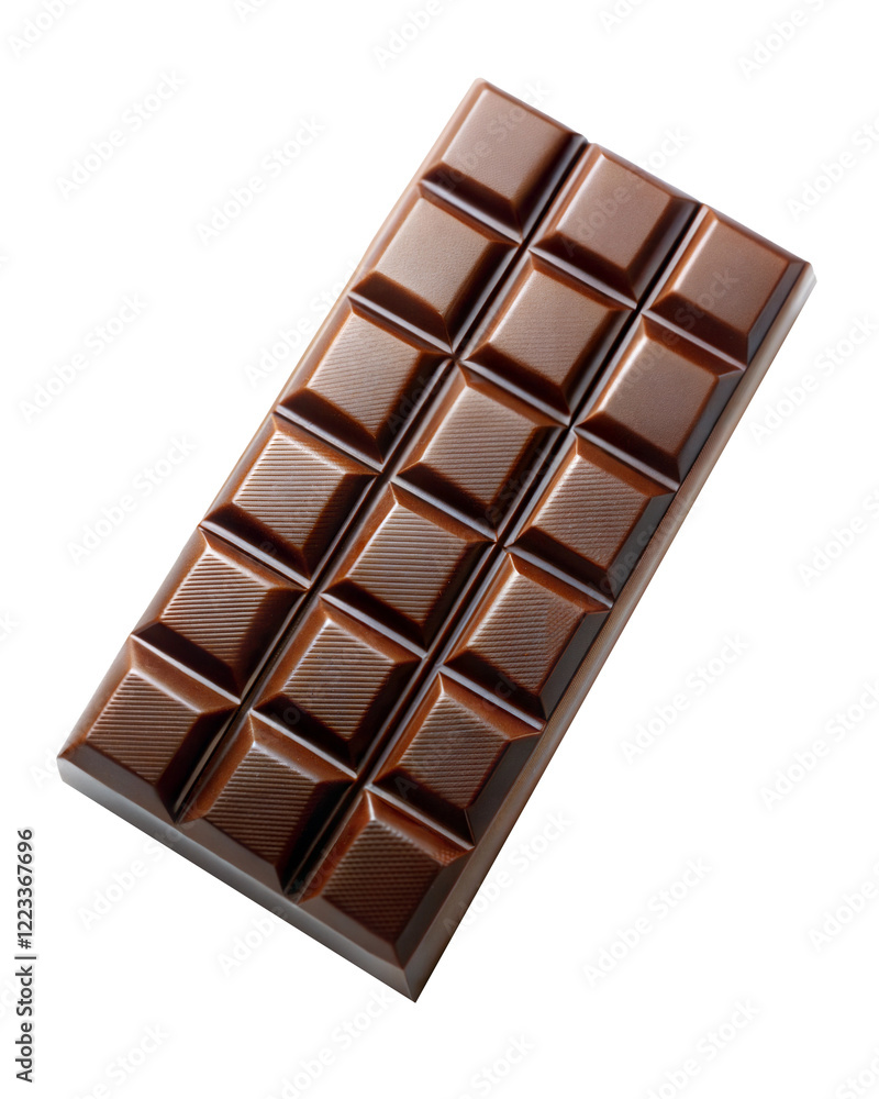 Poster dark chocolate bar displayed on a clean surface emphasizing its rich texture and unique design