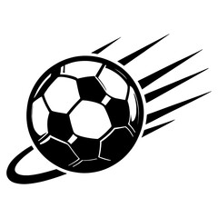 Obraz premium flying soccer ball in doodle style, good quality line art with cream background.flying soccer ball vector illustration. Soccer speed icon. 