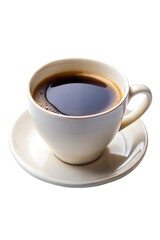 Freshly brewed coffee served in a white cup on a saucer ready for enjoyment during a morning ritual