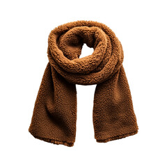 Faux Shearling Scarf in Brown Isolated on Transparent Background