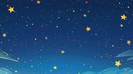 background with stars and clouds cartoon style