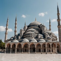 Fototapeta premium The Blue Mosque in Istanbul with a white background.