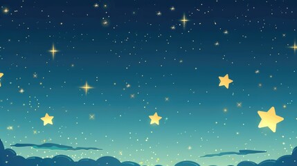 Fototapeta premium background with stars and clouds cartoon style