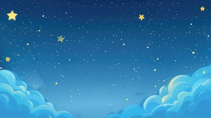 background with stars and clouds cartoon style