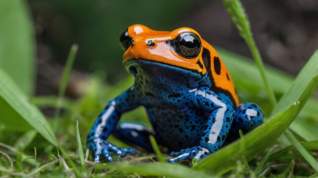 A beautiful frog is in a camera look ai