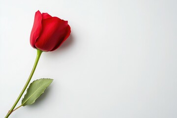 Fototapeta premium Elegant Red Flower Against Subtle Minimalist Canvas