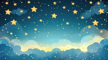 Obraz premium background with stars and clouds cartoon style