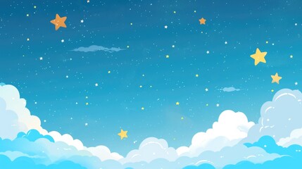 background with stars and clouds cartoon style