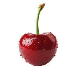 Fresh red cherry with droplets on a Transparent background showcasing natural beauty and vibrant color, Red cherry isolated in PNG background format