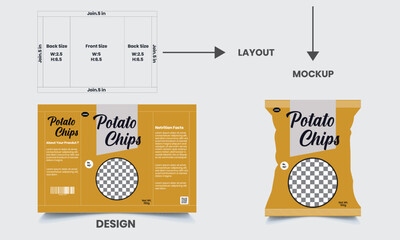 Potato chips package design, realistic vector design Potato chips packaging template, chip packaging, packaging, chips, vector illustration