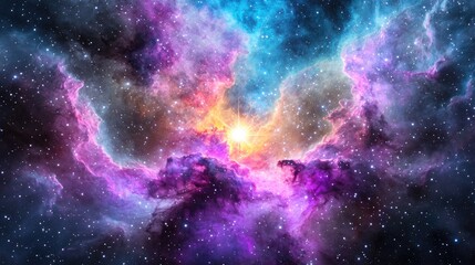 Cosmic Nebula Vibrant colors, star birth, deep space. Background Stars, gas, dust. Use Science, art, design