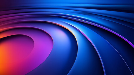 Abstract layered 3d background in blue orange and purple, AI generated