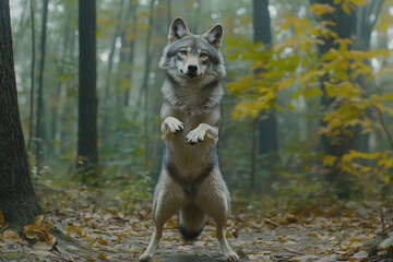 A grey wolf Canis lupus

