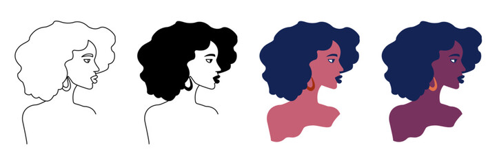 A beautiful African woman portrait. A stylish woman with a fro. A profile of a young African woman.