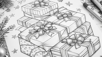 Fototapeta premium a stack of beautifully wrapped gifts