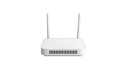 Fototapeta premium Minimalistic White Wireless Router with Antennas on Black Background for Modern Technology Usage