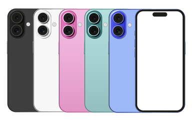 Multicolor back of phone with screen mockup template