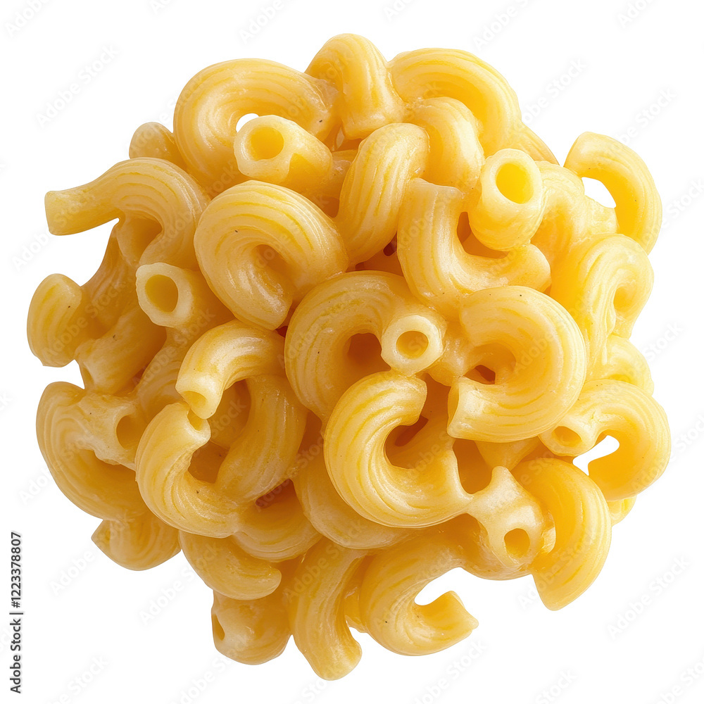 Poster isolated macro macaroni with smooth texture on a transparent background for culinary purposes, macro