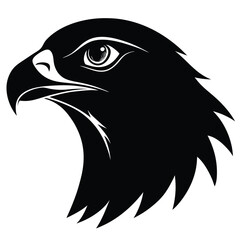 Hawk Head Silhouette Vector Art Illustration and Hawk Head Black Color Design