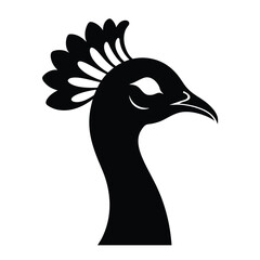 Peacock Head Silhouette Vector Art and Elegant Black Peacock Design