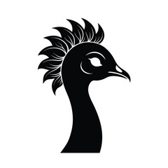 Peacock Head Silhouette Vector Art and Elegant Black Peacock Design