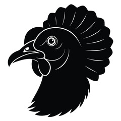 Turkey Head Silhouette Vector Art Illustration and Black Turkey Head Design