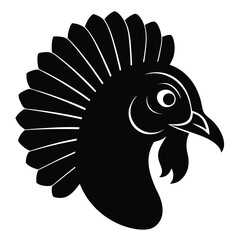 Turkey Head Silhouette Vector Art Illustration and Black Turkey Head Design