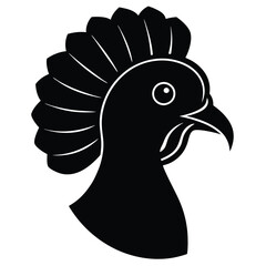 Turkey Head Silhouette Vector Art Illustration and Black Turkey Head Design