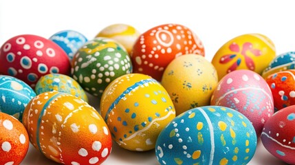 Fototapeta premium Set of easter eggs flat design on white background