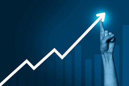 Composite 3D collage trend artwork template of hens finger up charts analyzing business goal graphics goal success challenge purpose aim