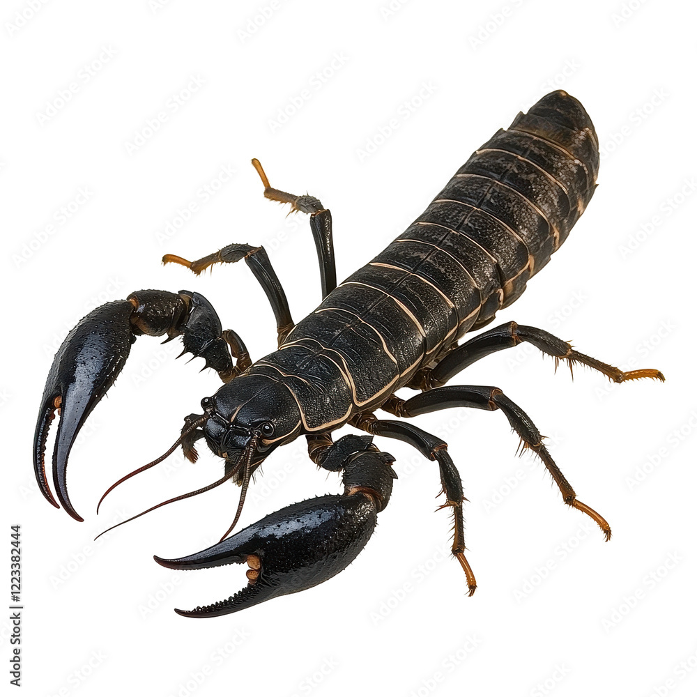 Poster scorpion isolated on a transparent background showcasing its distinct features and characteristics, 