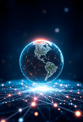 Planet Earth, Global Network, Digital Connections, Americas View