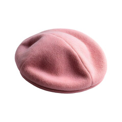 Soft Pink Wool Beret with Sheen Isolated on Transparent Background