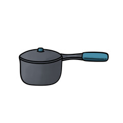 Kitchen set - illustrations of colored cooking pan icon