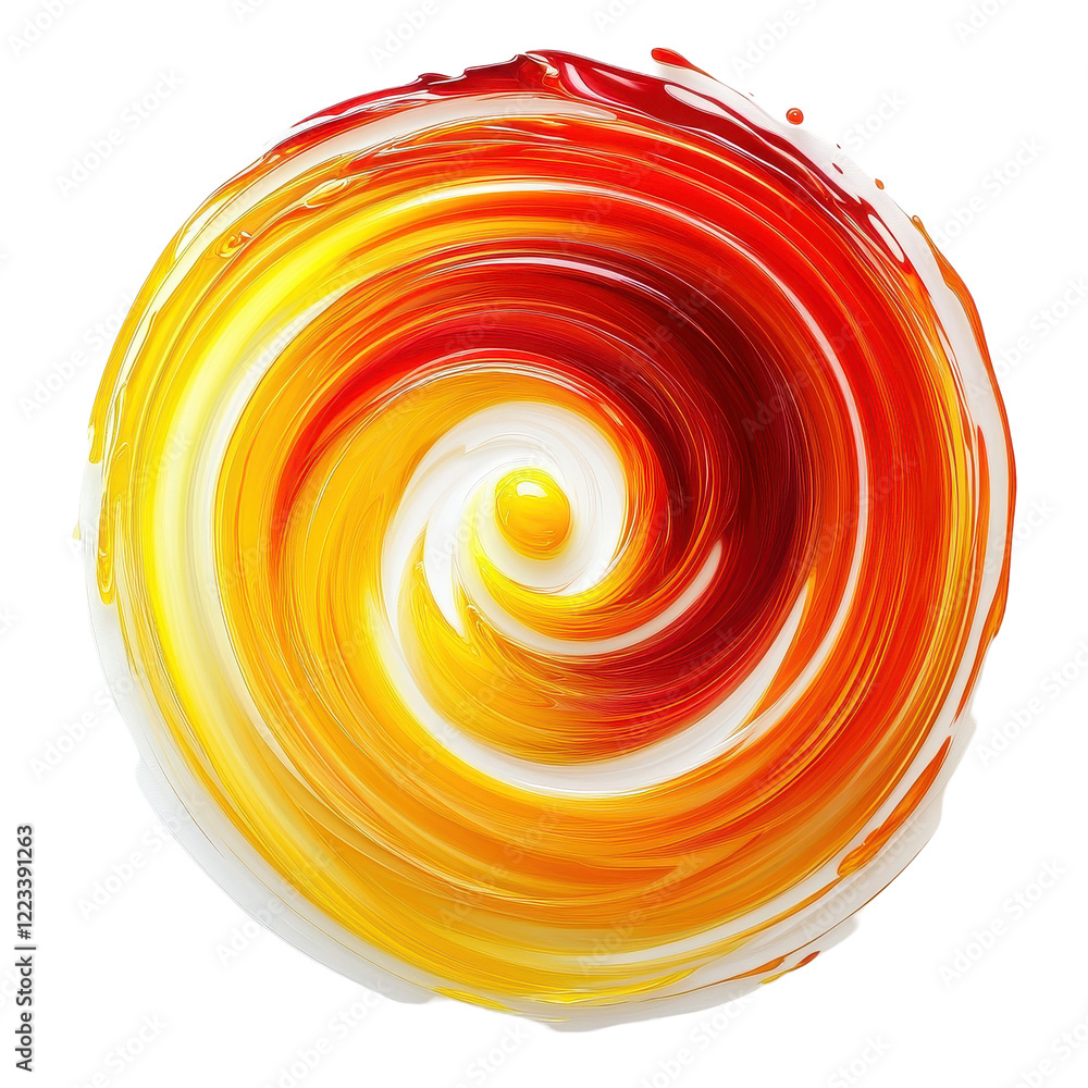 Aufkleber vibrant red and yellow swirl design on a crisp transparent background creating a mesmerizing effect,