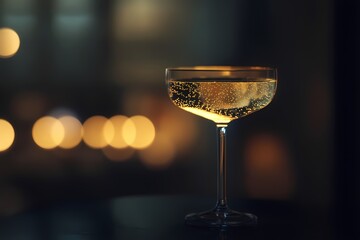 Sparkling Wine Glass In Festive Ambient Lighting
