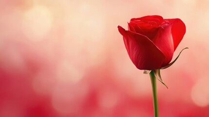 Fototapeta premium Serene Red Rose In Focus With Soft Bokeh Effect.