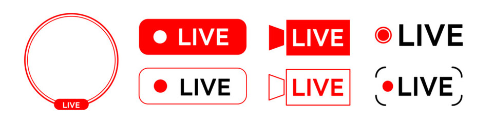 Set Live icon streaming button, Online stream, Vector illustration