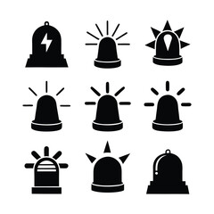 Collection of Black and White Emergency Light Icons
