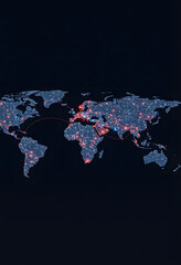 Global Network Connections, Data Transfer, World Map, Technology