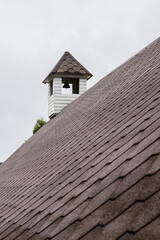 detail of pitched roof bell tower