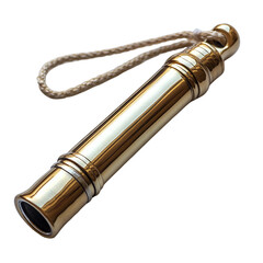 Fototapeta premium Elegant Gold Brass Pocket Telescope with Cord Vintage Style Maritime Spyglass