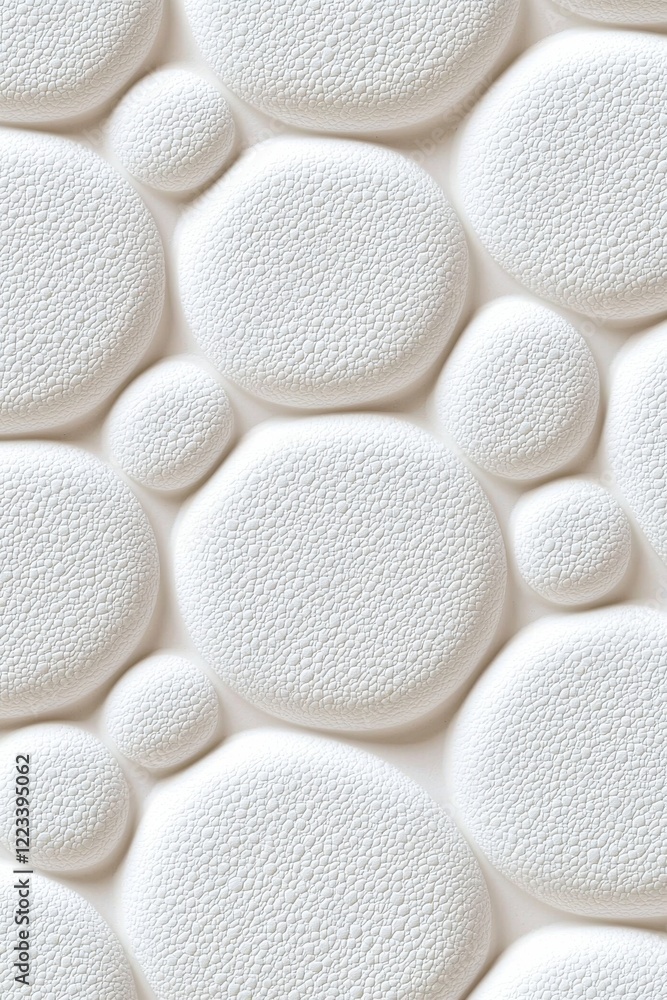 Poster A textured surface featuring irregularly shaped white bubbles, creating a soft and abstract visual effect.